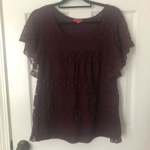Elle burgundy lace top